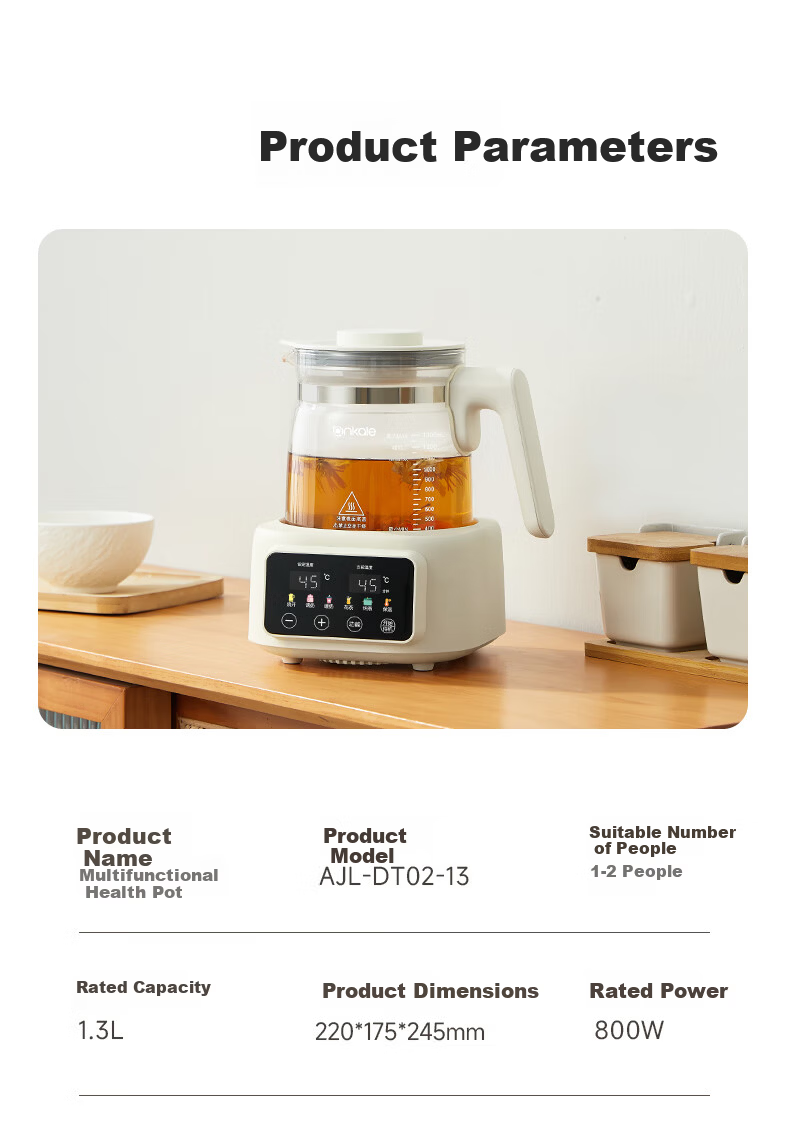 Ankale Full Glass 0 Glue 0 Coating 0 Seam Electric Ceramic Health Pot Stewing Integrated Multifunction Fully Automatic Constant Temperature Pure Glass Baby Milk Warmer 24-Hour Insulation AJL-DT02 21