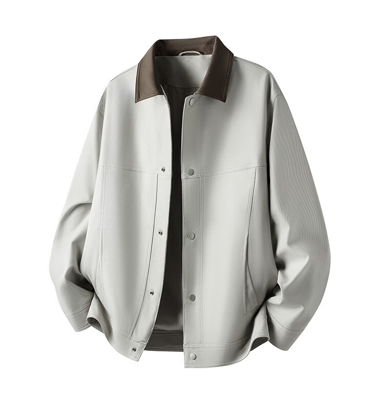 Caesar Men's Spring Button Retro Colorblock Windproof Breathable Durable Easy-Care Casual Jacket with Lapel Collar 8