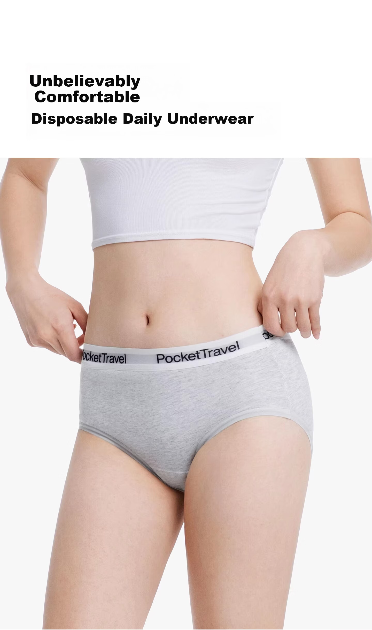 Pocket Travel Disposable Underwear for Teen Boys and Girls, Cotton, Women's and Youth, 5-Pack, Size L (100-130 lbs) 7