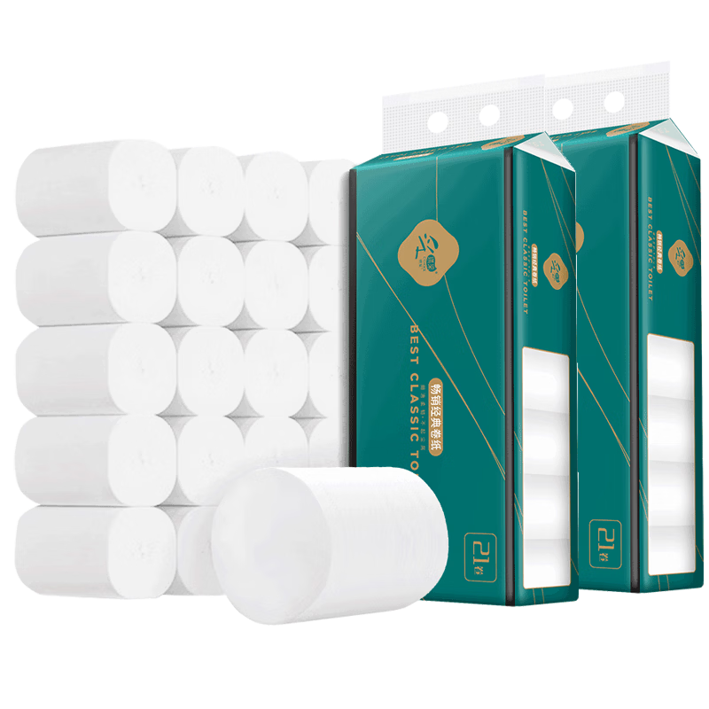 C'CHOICE Virgin Wood Pulp Coreless Large Roll Toilet Paper, 6-Ply, 120g*42 Rolls, Thick Economical Pack, Bathroom Tissue