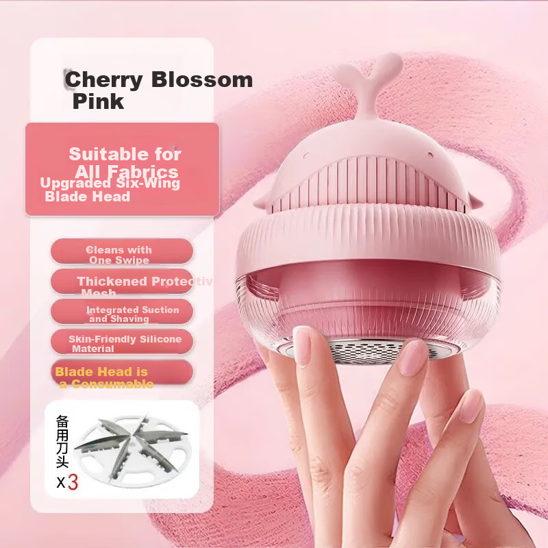 AUX Fabric Shaver Lint Remover Hair Trimmer Clothes Defuzzer Pilling Remover Hairball Remover Pink with 3 Replacement Blades