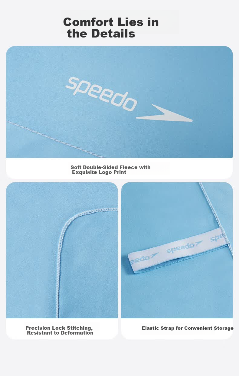 Speedo Quick-Dry Absorbent Swimming Sports Fitness Towel Double-Sided Fleece Portable Bath Towel Blue S 7