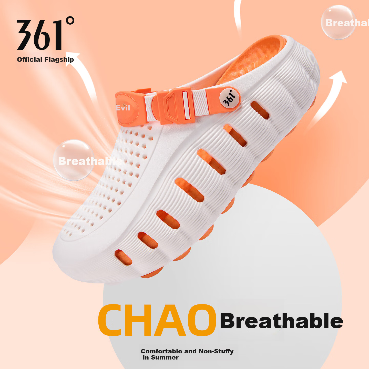 361° Men's Sport Sandals Thick Sole Outdoor Non-Slip Breathable Closed-Toe Beach Slippers