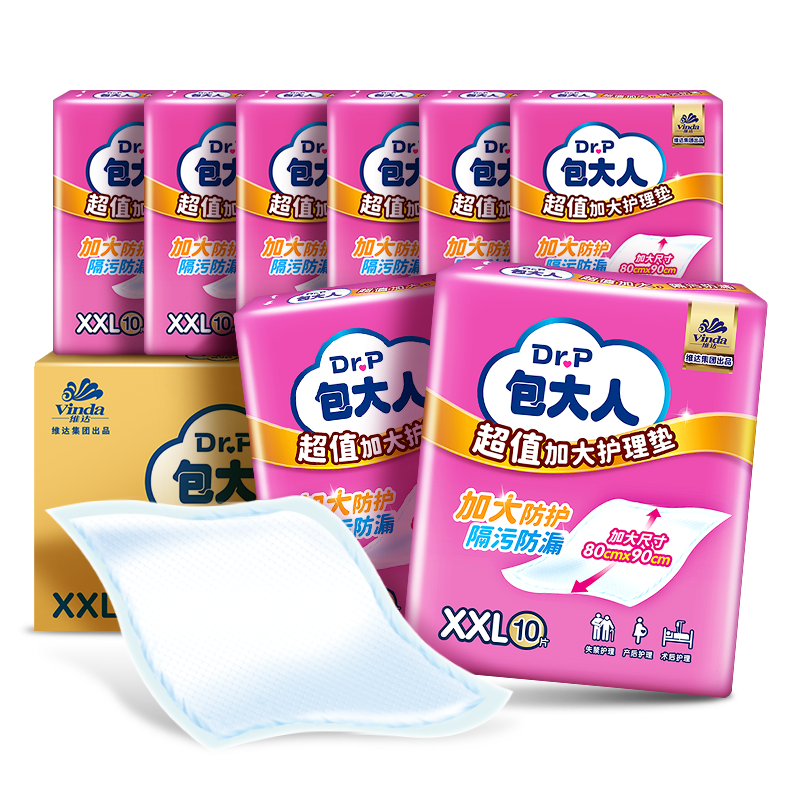 Dr.P Value Pack Adult Care Pads XXL Size 80pcs 80x90cm Incontinence Pads for Elderly Pregnant Women Maternity Pads
