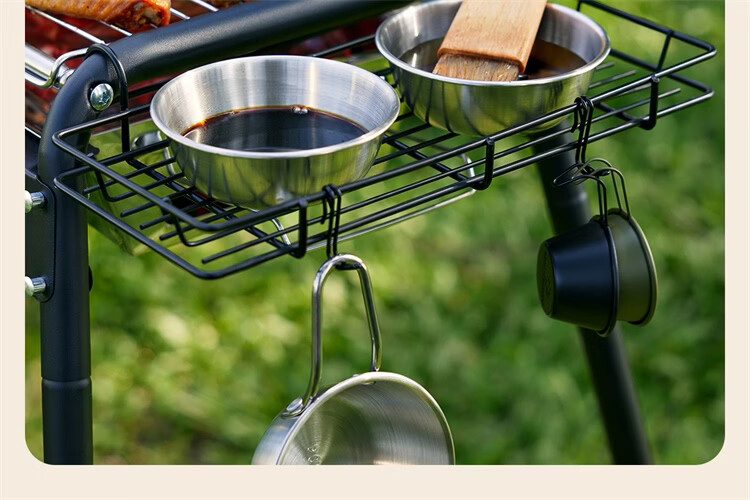CAMELJEANS BBQ Grill Home Barbecue Rack Skewers Outdoor Camping Portable Charcoal Detachable 174BH05719 Black 26