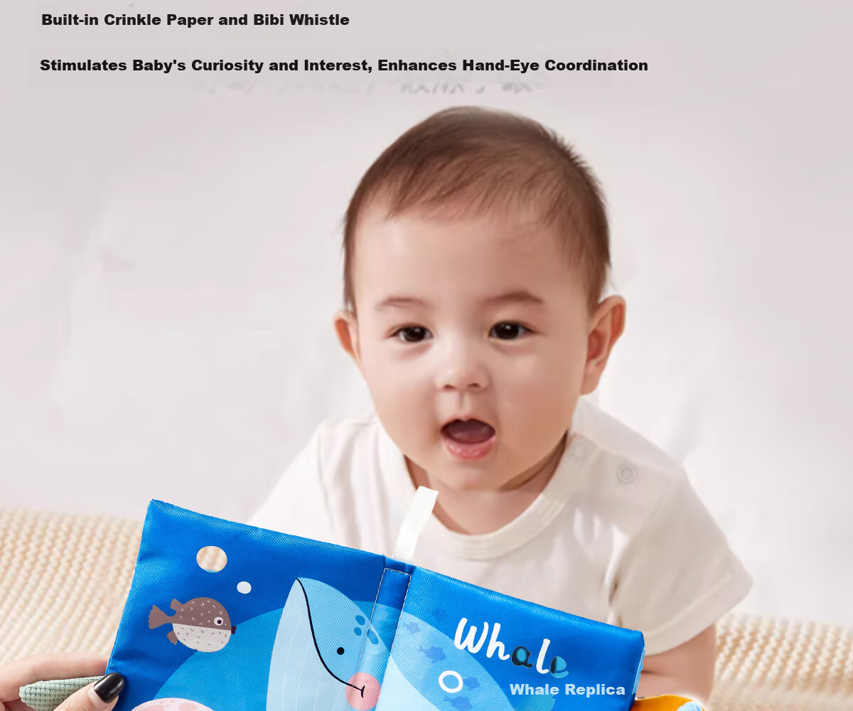 Dimoarch Early Education Cloth Book Baby Teething Washable Tear-Resistant Sound Tail Book 0-6-12 Months Children's Day Gift 7