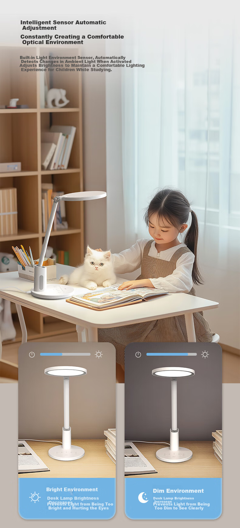 Haoshili AAAA-Grade Eye Protection Lamp, Full Spectrum, for Children And Students, Bedroom Reading And Writing Desk Lamp, H9 11