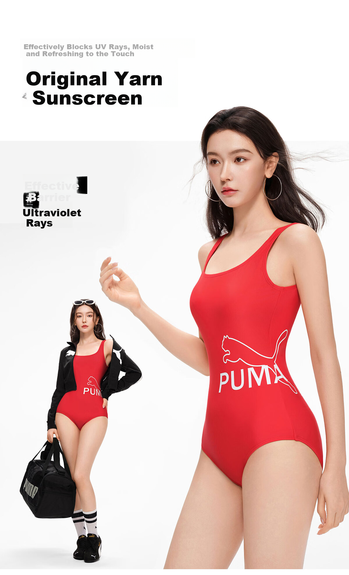 PUMA Women's One-Piece Racing Swimsuit Antibacterial Swimming Pool Spa Swimwear New Premium Design 5