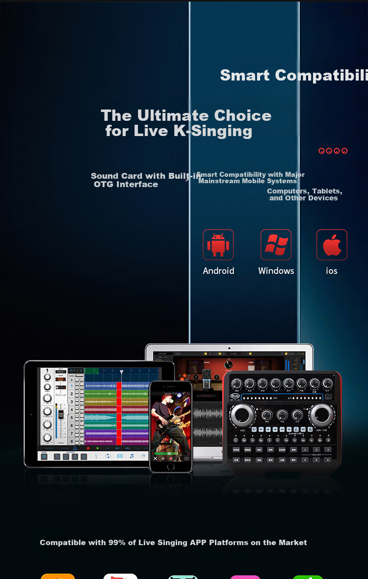 Bole B6 Pro Mobile External Sound Card Outdoor Live Streaming Host K-Song Recording Microphone Computer Mobile Sound Card Device Package 13