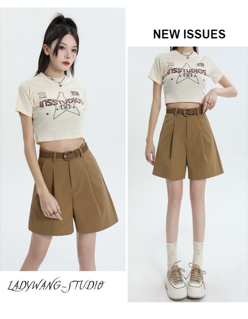 Jeanswest Women's 2026 Summer Cotton High-Waist Fashion Straight-Leg White Mid-Length Shorts XL 16