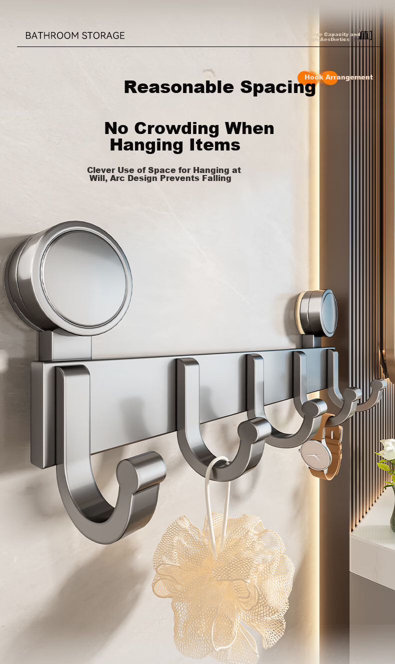 Baihan Suction Cup Towel Rack No Drilling Bathroom Storage Rack Shower Hanging Bathroom Towel Holder Organizer Rack 8