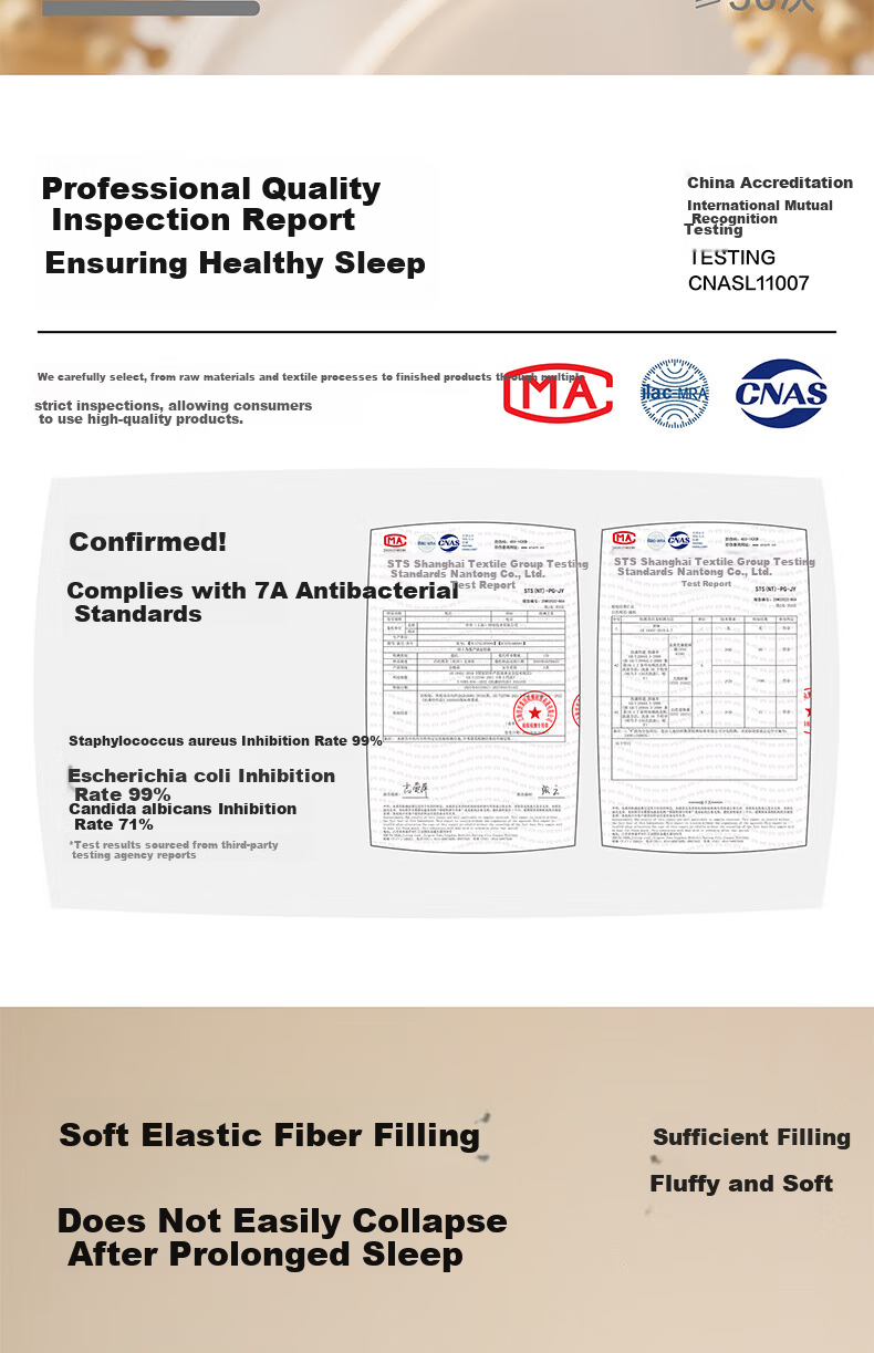 HLA A-Class Cotton Three-Protection Pillow Core Antibacterial Mite-Resistant Oil-Resistant Fiber Pillow Deep Sleep High Pillow Pair 6