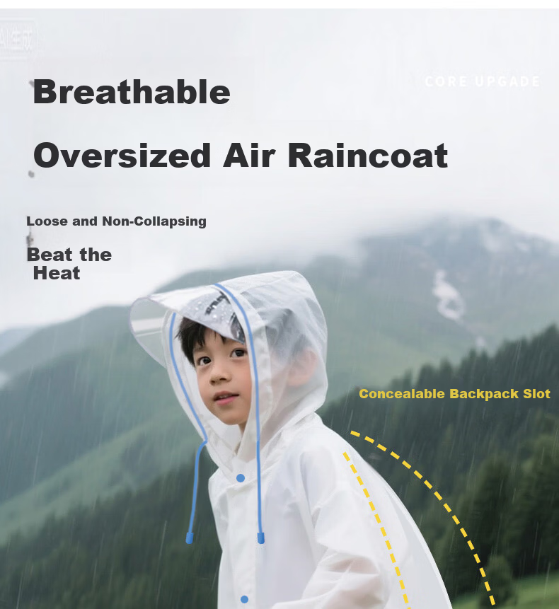 Yucheng 2026 New Disposable Children's Raincoat for Primary School Students with Backpack Slot, Long Thickened Portable Travel Raincoat 9
