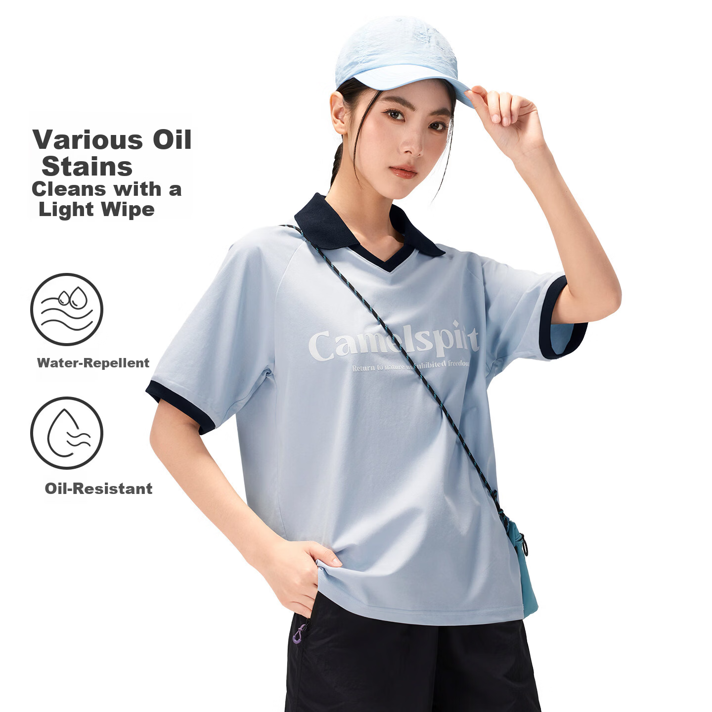 CAMEL [Three-Proof] Camel Outdoor Casual T-Shirt Unisex 26 Spring Summer Breathable Cotton T-Shirt Oil-Resistant Water-Repellent Shirt