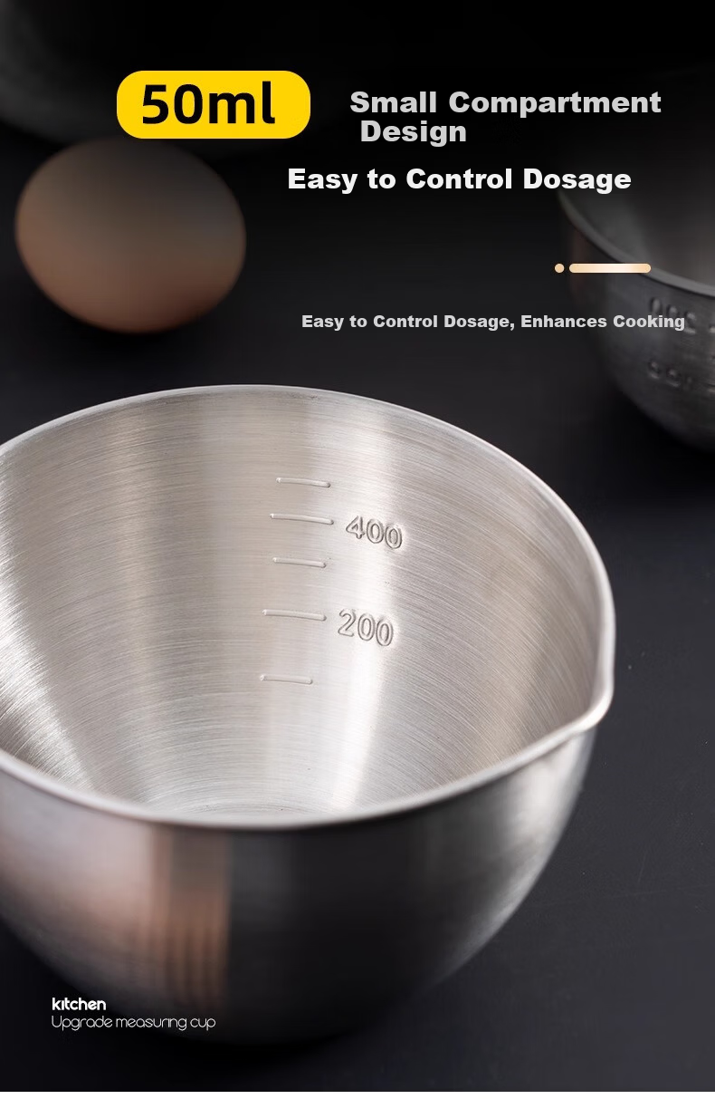Onlycook 304 Stainless Steel Bowl Food Grade Egg Beating Bowl with Measurement Baking Salad Mixing Bowl Large Bowl - 400ml 2