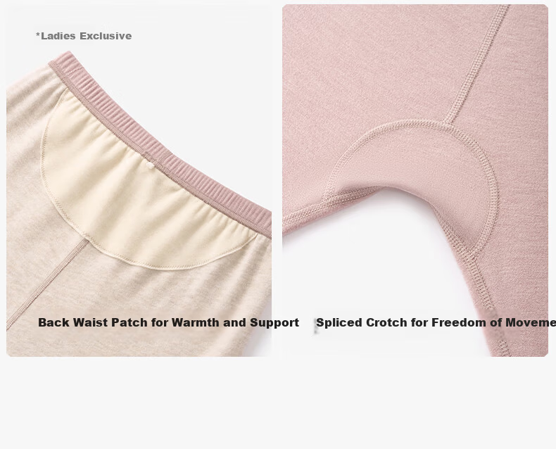 Songshan Cotton Store Thermal Underwear with Silk and Cashmere Patches Autumn Winter Fleece Lined Base Layer Top and Bottom Anti-Static Breathable Women's Thermal Pants 21