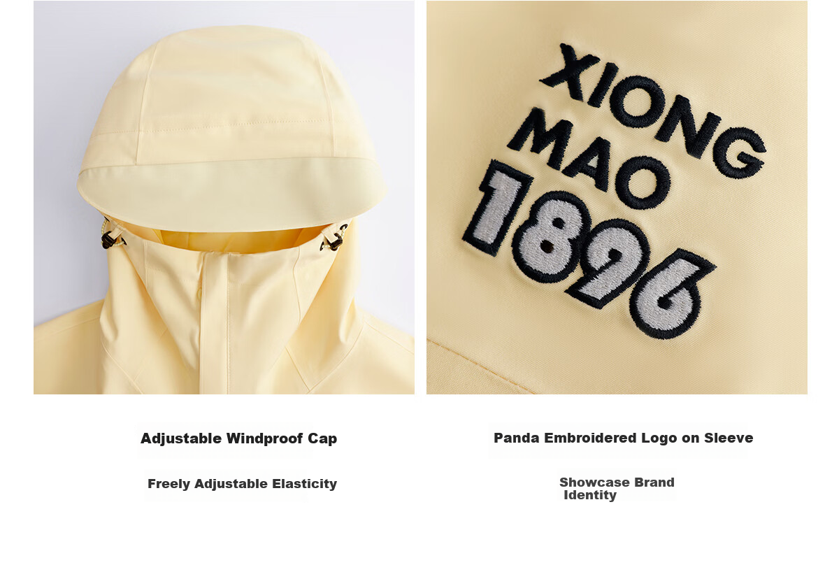 Xiongmao [Liu Yifei's Same Style], Rain Shell Outdoor Jacket for Men And Women, Single Layer Heavy Rain Protection, Triple Protection Mountaineering Coat, Outerwear 6169X5 29