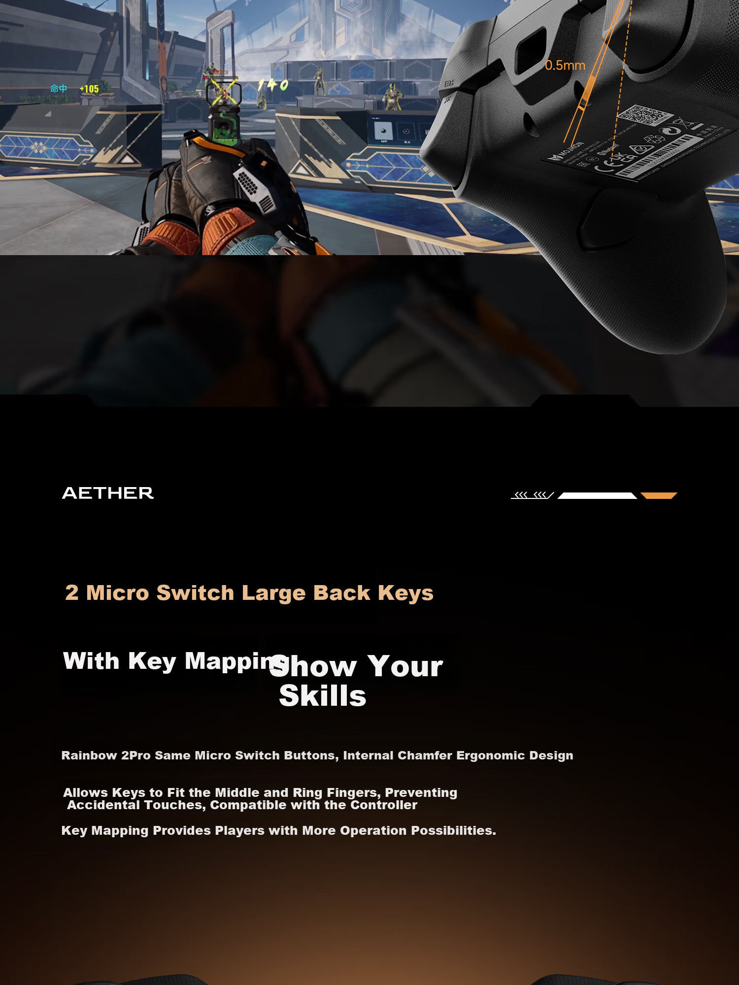 Mojang Lingyun Wireless Gaming Controller Smart Screen Bluetooth 2.4G Compatible with PC Tablet Phone Switch Computer Steam Dual Shadow Wonderland Monster Hunter Black Gold Edition 8