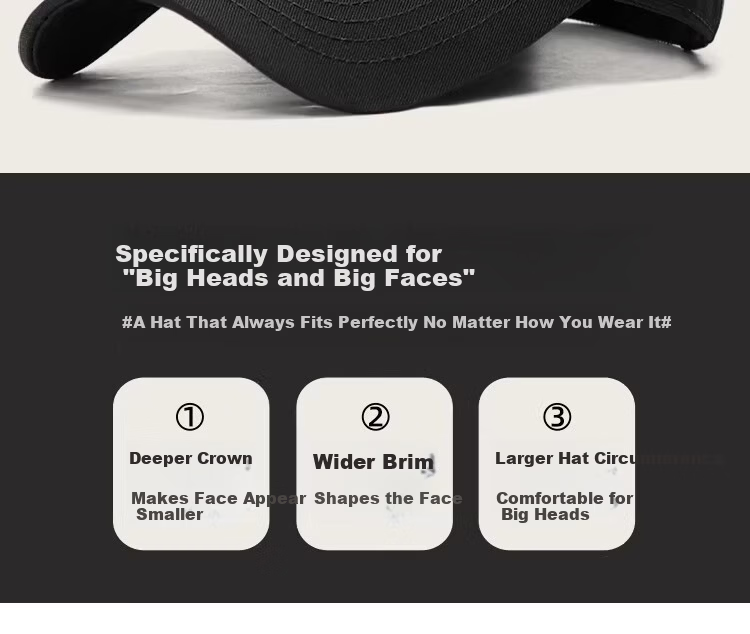 Miiow Men's New Deepened High-Top Baseball Cap C-Logo Large Head Circumference Outdoor Duckbill Hat Trendy Face-Slimming Brand 6