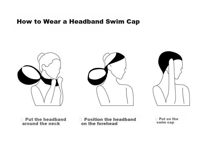 WATERTIME Waterproof Swim Cap Headband for Men and Women, Non-Tight Long Hair Tie, Large Head Circumference, High-Value Swimming Cap, Star Diamond Black 13