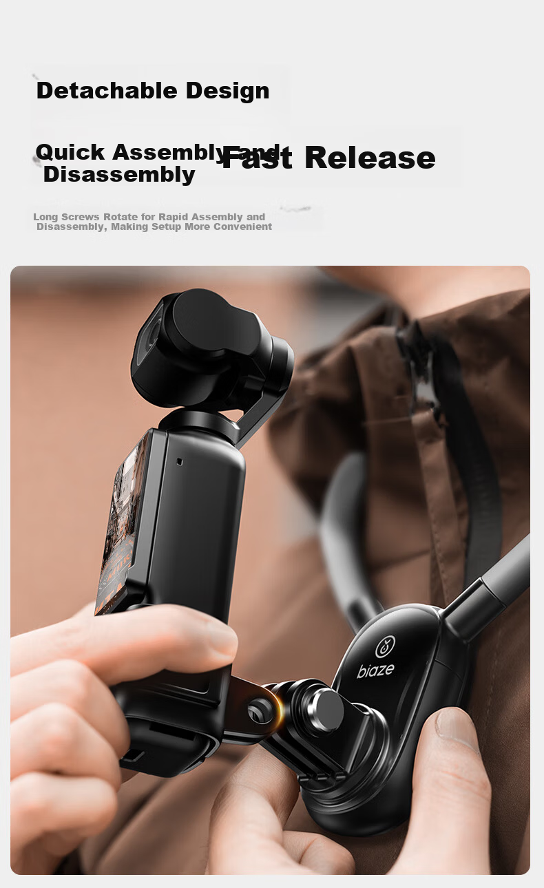 BIAZE DJI Pocket 4/3 Neck Strap Mount Bracket Chest Front Support Harness Lanyard Cycling First-Person View Pocket 3 Accessory JS42 3