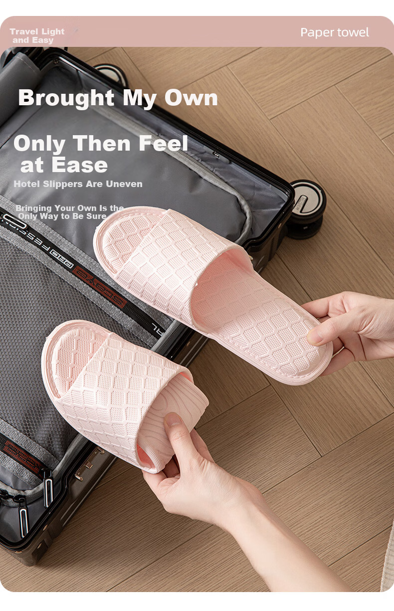 GEMAI Foldable Travel Slippers Portable Non-Slip Unisex Business Trip Hotel Shower Home Slippers Yellow Size 40-41 2