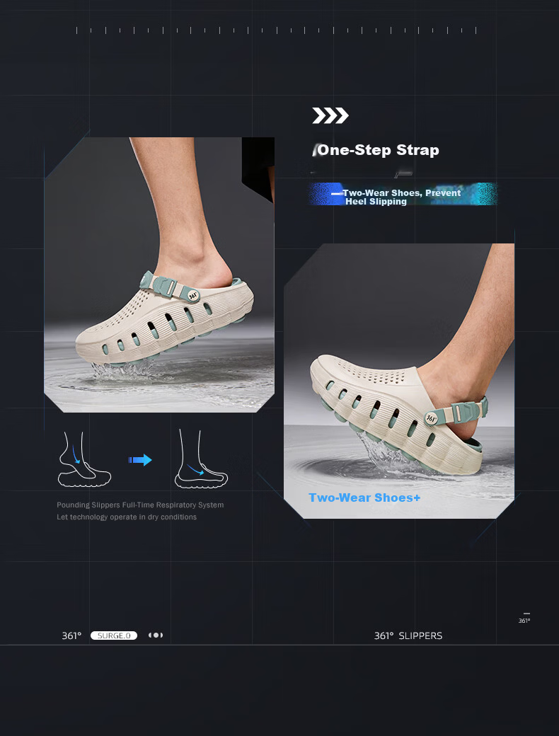 361° Men's Sport Sandals Thick Sole Outdoor Non-Slip Breathable Closed-Toe Beach Slippers 10