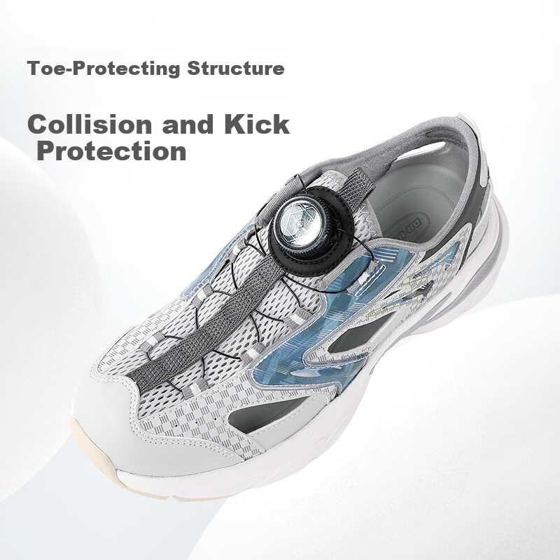 DR路KONG Full Contact Summer Sandals for Boys and Girls, No-Tie Button Sports Shoes 2S20B2001AM Gray/Blue Size 37