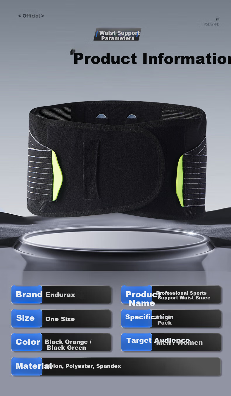NAILEKESI N Sports Waist Support Belt Fitness Unisex Running Badminton Basketball Lumbar Disc Herniation Muscle Strain Waist Brace Black Green 11