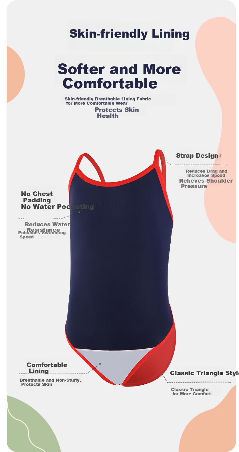 YINGFA Kids Girls One-Piece Triangle Professional Swimsuit Vacation Student Racing Training Swimwear 9