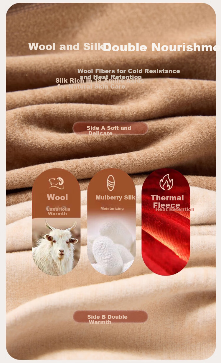 Caiyue Women's Thermal Underwear Set Mid-Neck Windproof 10A Antibacterial Wool Silk Half Turtleneck Elderly Base Layer Set 4