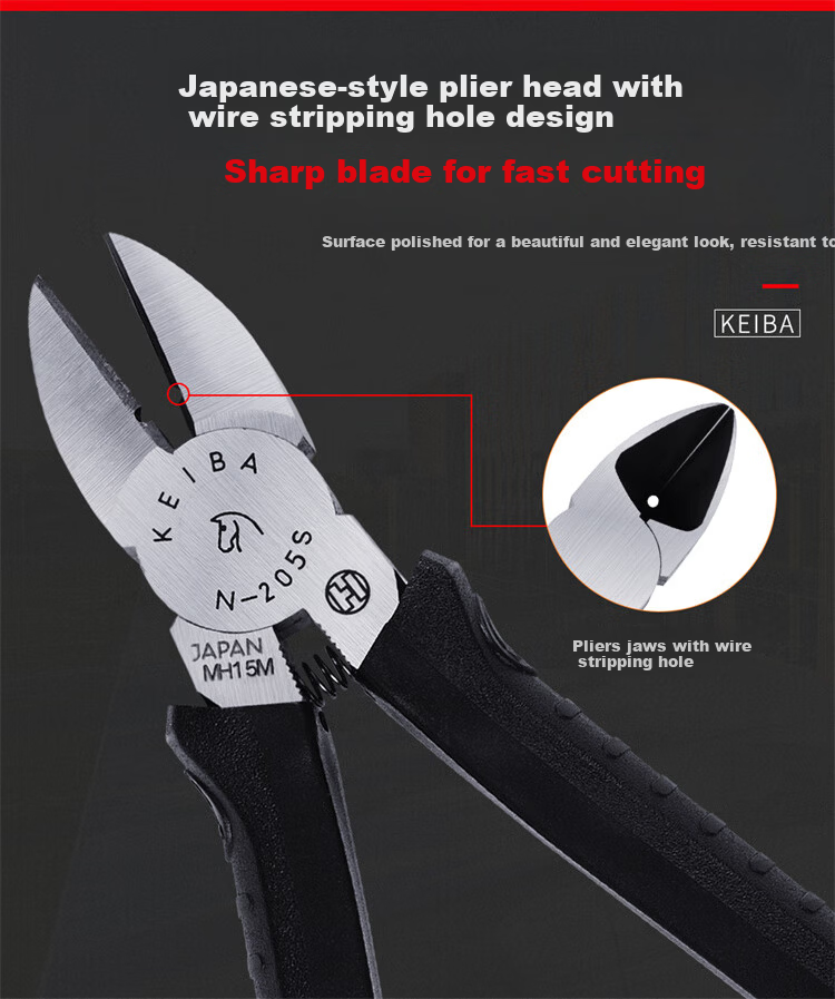KEIBA Japan Imported Diagonal Cutting Pliers Electrician Wire Cutter 6 Inch N-206S 4