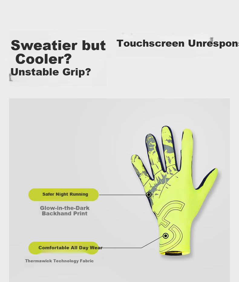 Feibit Thin Fleece Gloves 3.0 Unisex Running Outdoor Warm Touchscreen Cycling Cold-Resistant Classic Black S 3