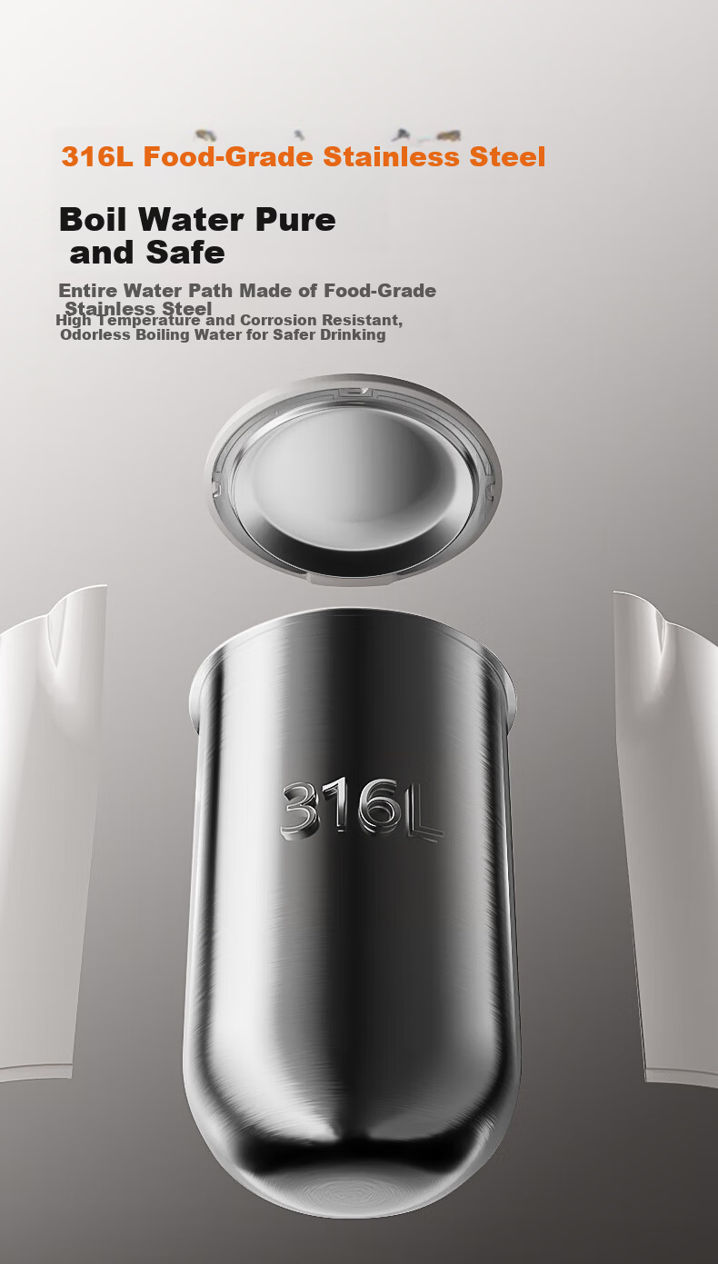 Joyoung Electric Kettle U-Bottom 5-Stage Temperature Control 1.7L 316L Stainless Steel Baby-Grade Seamless Inner Liner No Glue 17WU2T 12