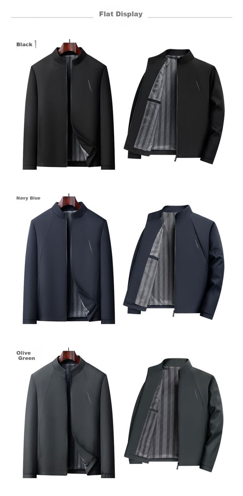 Woodpecker [Comfortable and Crisp] Stand Collar Men's Jacket Summer Business Casual Windproof Blazer Coat Black 4XL 8