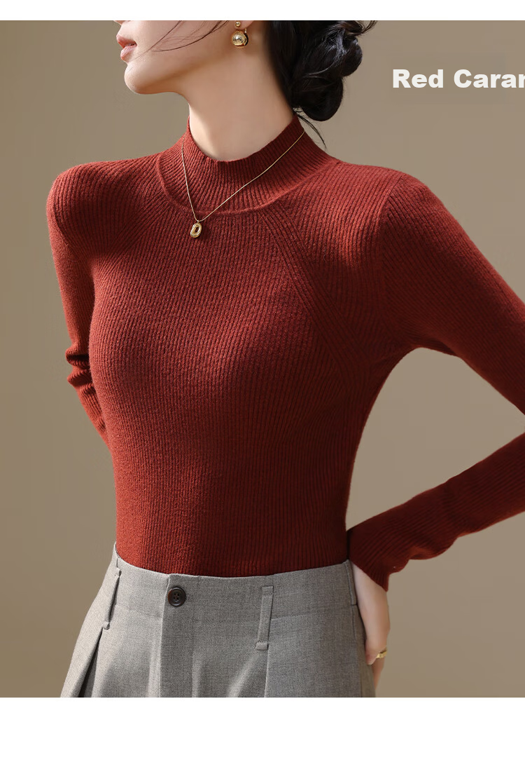 YUZHAOLIN Women's Half Turtleneck Knit Base Shirt Autumn Winter Inner Wear Little Chanel Style Sweater Black 18
