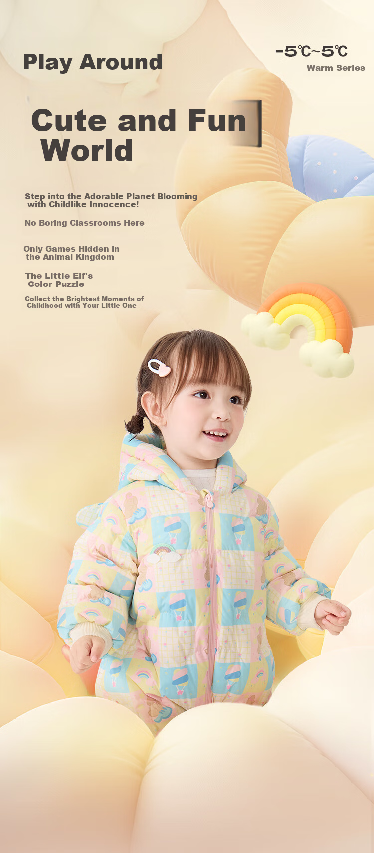 BALABALA balaOne Baby Girls' Down Jumpsuit 2025 Sweet Fashion Romper 208425120209 2