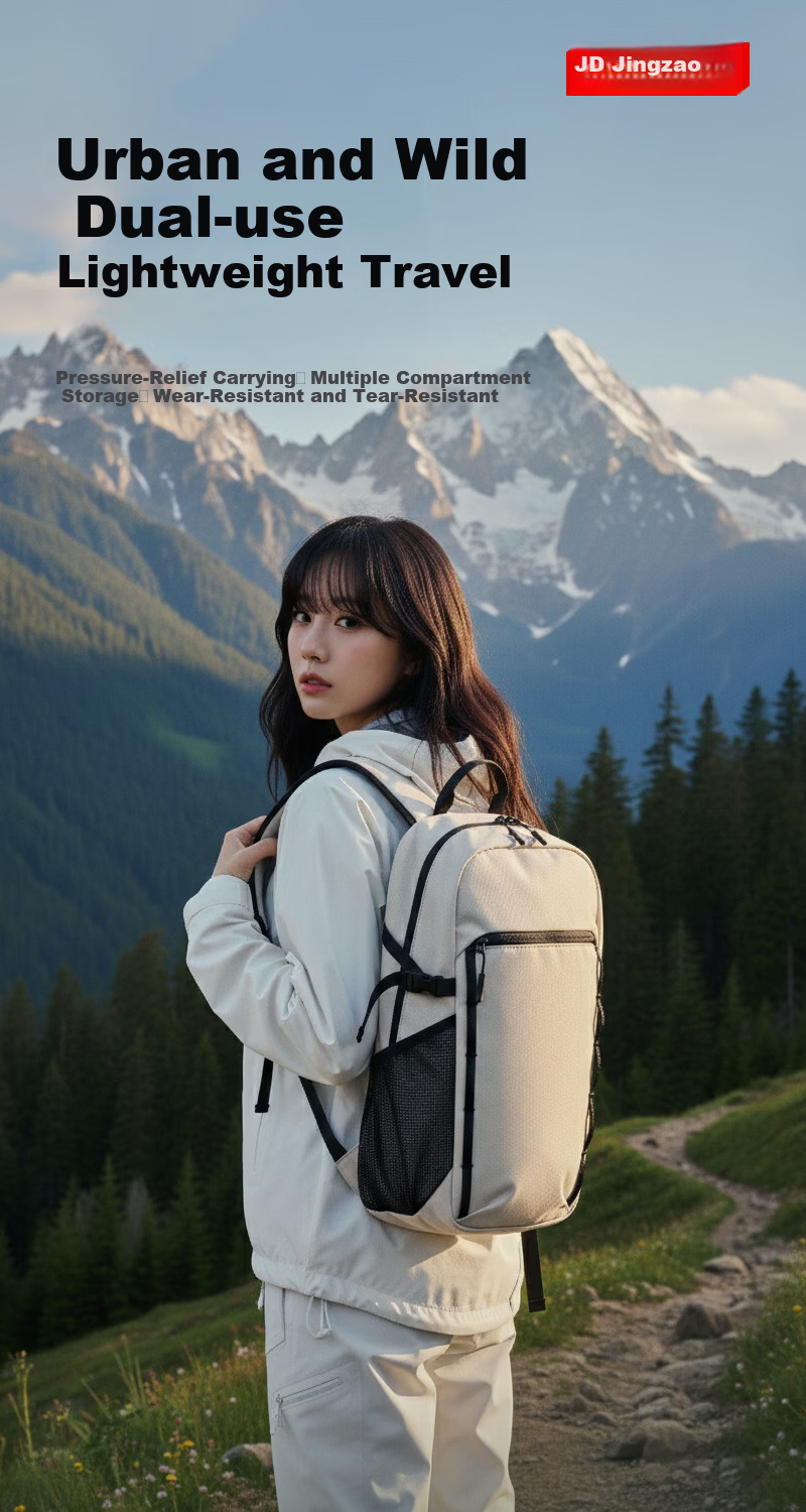 JD Jingzao 21L Black Backpack Hiking Outdoor Sports Travel Casual Lightweight Cycling School Bag 1