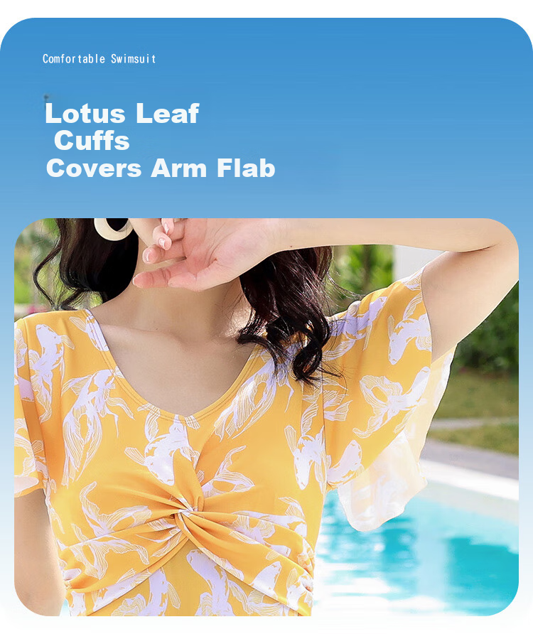 Xtep Women's Swimsuit Slimming Tummy Control Fairy Style Student Conservative Sun Protection Skirt One-Piece Fashion Hot Spring Vacation Swimwear 5