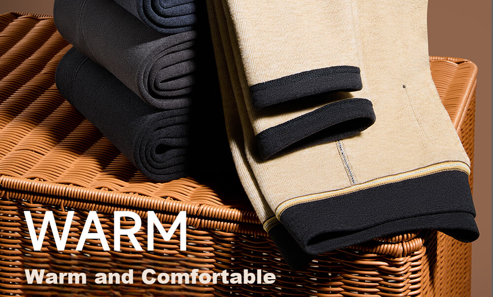 Modal Men's Thickened Thermal Pants with 100% Wool Patches, Wool and Silk Blend Autumn Winter Base Layer Cotton Wool Pants 2