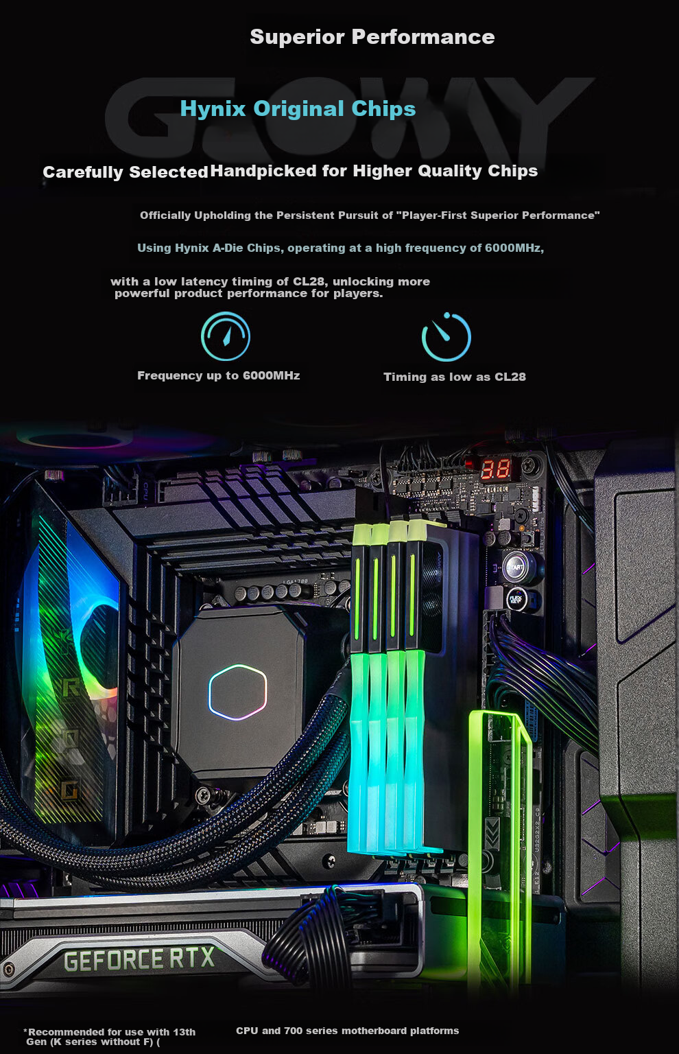 Gloway 16GB DDR5 6000 Desktop RAM Shenwu RGB Light Bar Hynix A-die CL28 Space Gray AI Computer Accessories Upgrade 6