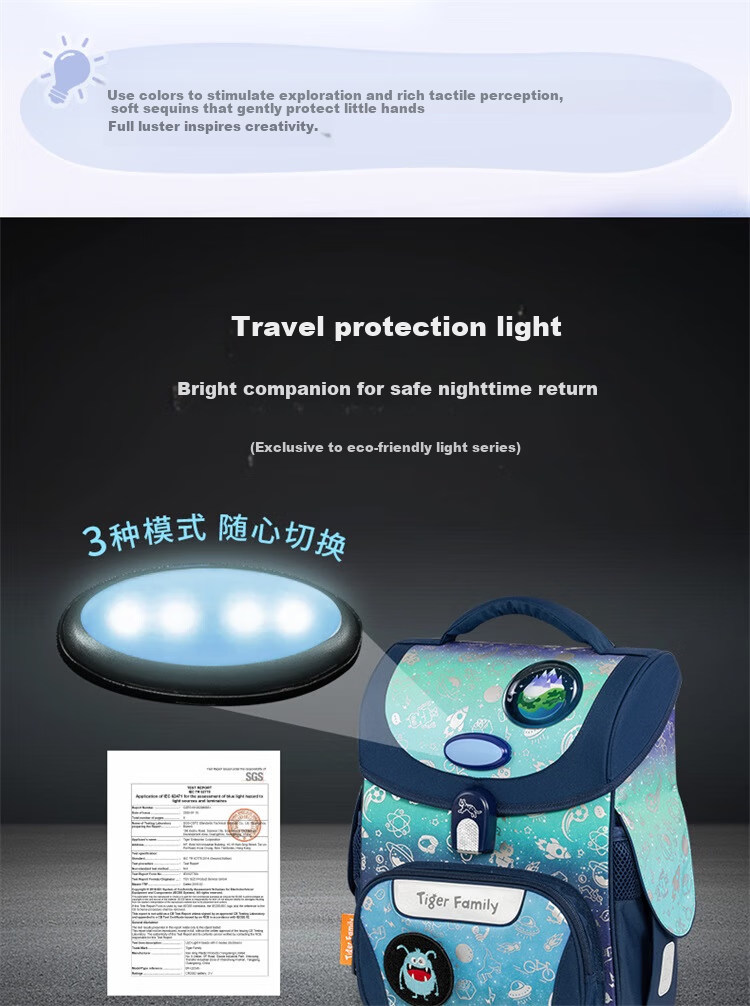 TigerFamily Primary School Backpack for Grades 1-3, Spine Protection And Load Reduction Children's Backpack, Double Shoulder Bag 20