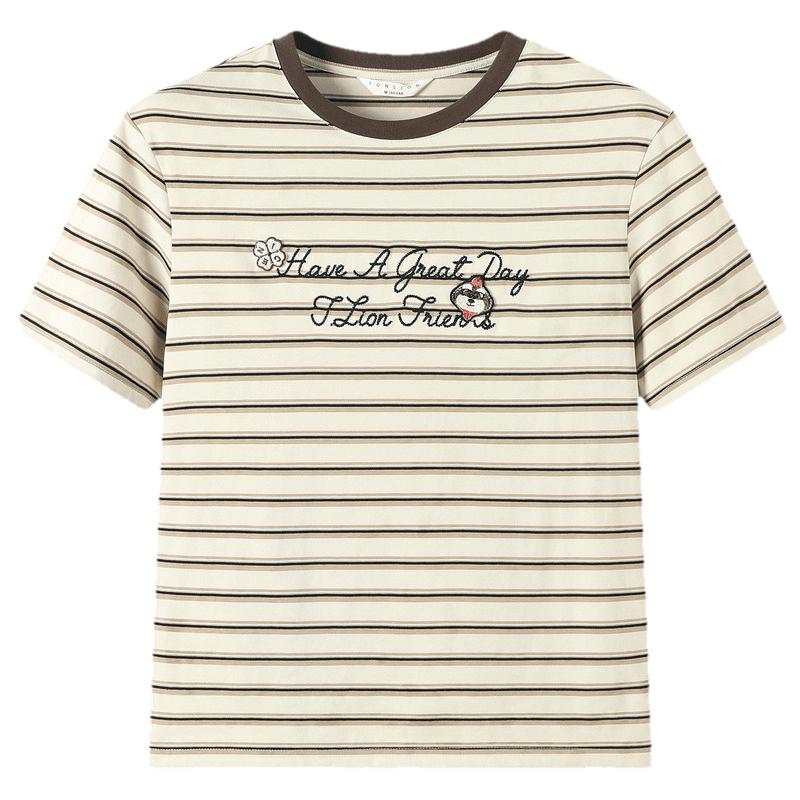TonLion 2026 Summer New Women's Striped Short Sleeve T-Shirt Loose Casual American College Style Fashionable Top