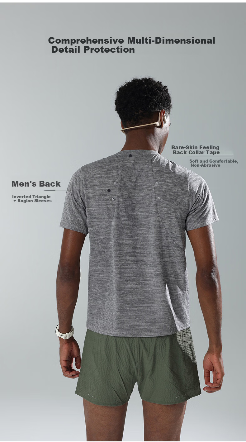 Macondo Quick-Dry Sports Short Sleeve T-Shirt Men Summer Lightweight Moisture-Wicking Breathable Gym Running Training Shirt Blue Floral Gray M 6
