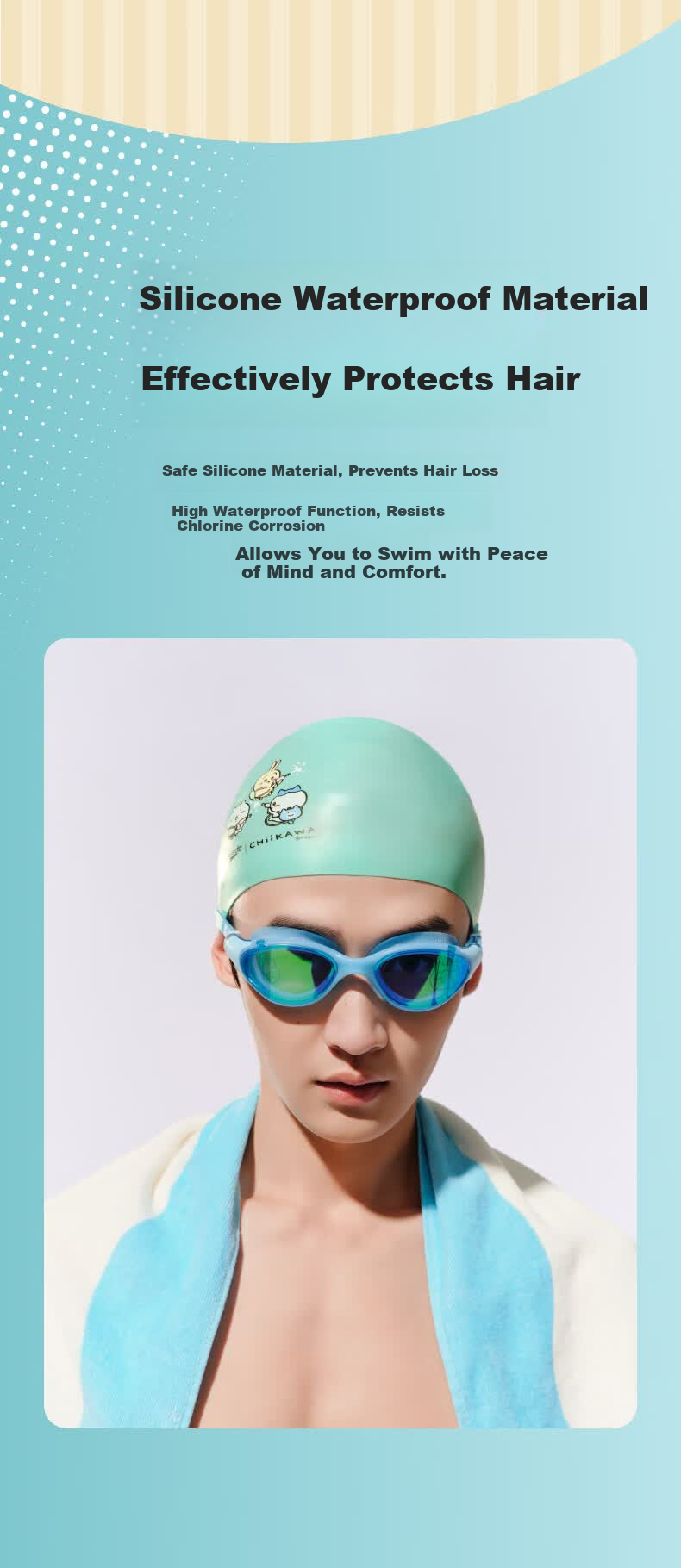 Speedo | CHIIKAWA Series Playful Print Silicone Waterproof Adult Swimming Cap 3