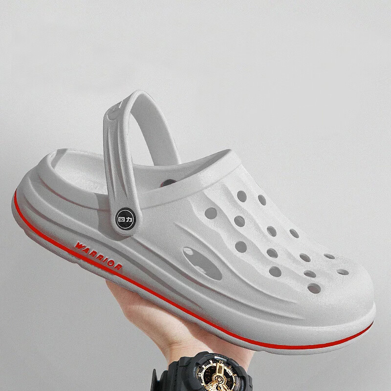 Warrior Men's Soft Thick-Soled Sports Sandals Outdoor Wear-Resistant Beach Shoes SDJ-0227 Light Gray Size 39