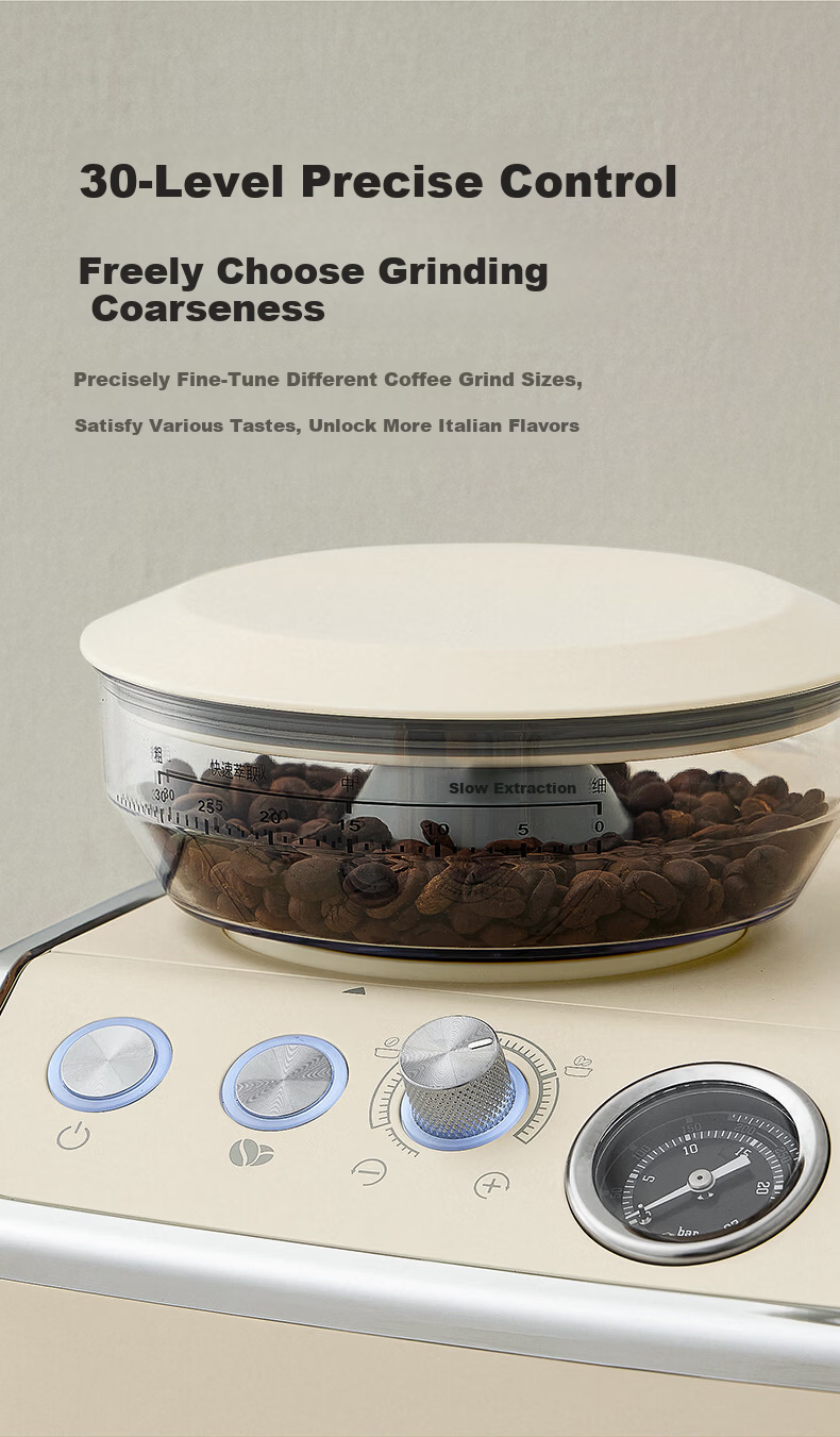 Kepura CP296 Cloud White Dual Pump Dual Boiler Espresso Coffee Machine Semi-Automatic Home Office Small Steam Milk Frother Grinder All-in-One (Cold Brew Version) 3
