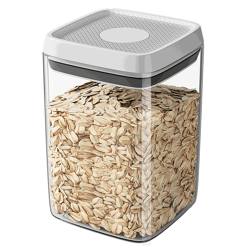 Jiabangshou Push-Down Sealed Container, Food-Grade, for Grains And Cereals Storage, Flour, Snacks, Pet Food, Moisture-Proof Storage Jar, 1.7L