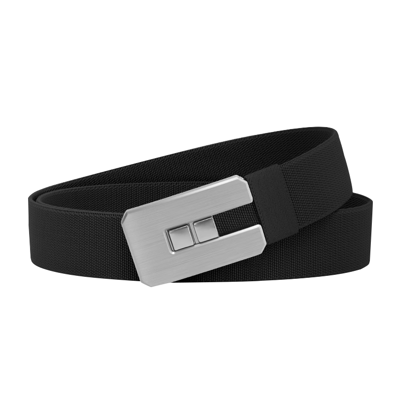 Gugeti Men's Elastic Leather Belt Outdoor Sports Military Training Woven Casual Smooth Buckle Tactical Belt Birthday Gift