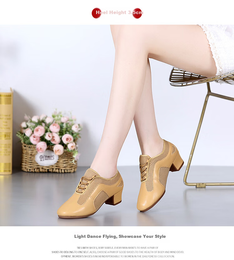 Teslita Women's Ballroom Dance Shoes Latin Dance Shoes Soft Sole Breathable Autumn New Outdoor Dance Shoes Black 14